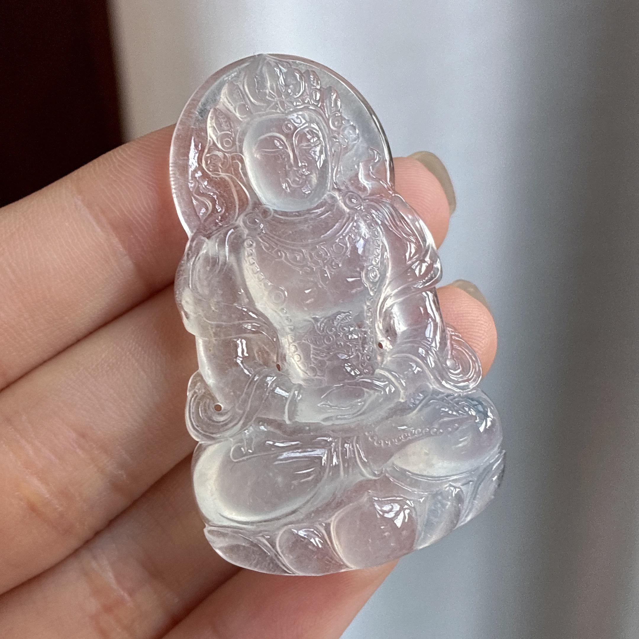 冰种无底色度母挂件 天然缅甸A货翡翠（yc484398）