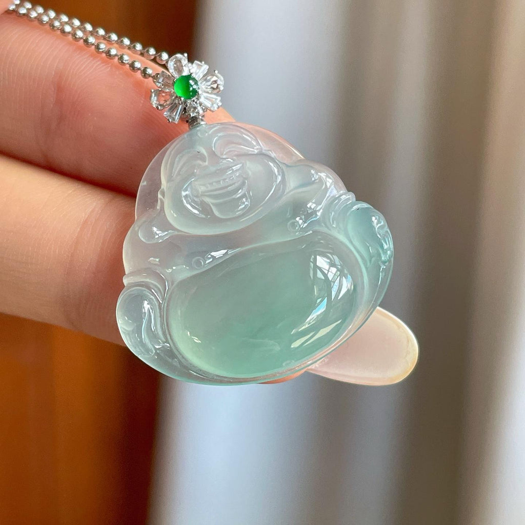 18k金钻镶冰种晴底翡翠佛公（yc269024）