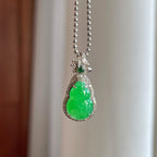 18k金钻镶糯冰满绿翡翠葫芦（yc257846）