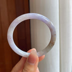 糯冰紫底飘黄翡翠圆条手镯（54mm）（yc313909）