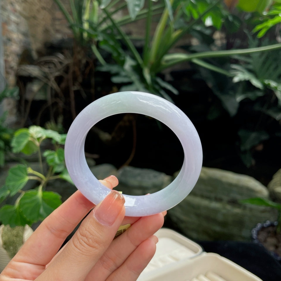 糯种淡春彩正圈 翡翠手镯（56mm）（yc018724）