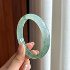 糯冰飘花翡翠平安镯 58圈（yc436451）