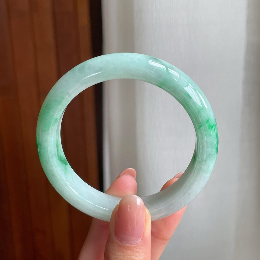 糯冰飘花翡翠平安镯（54mm)（yc330573）