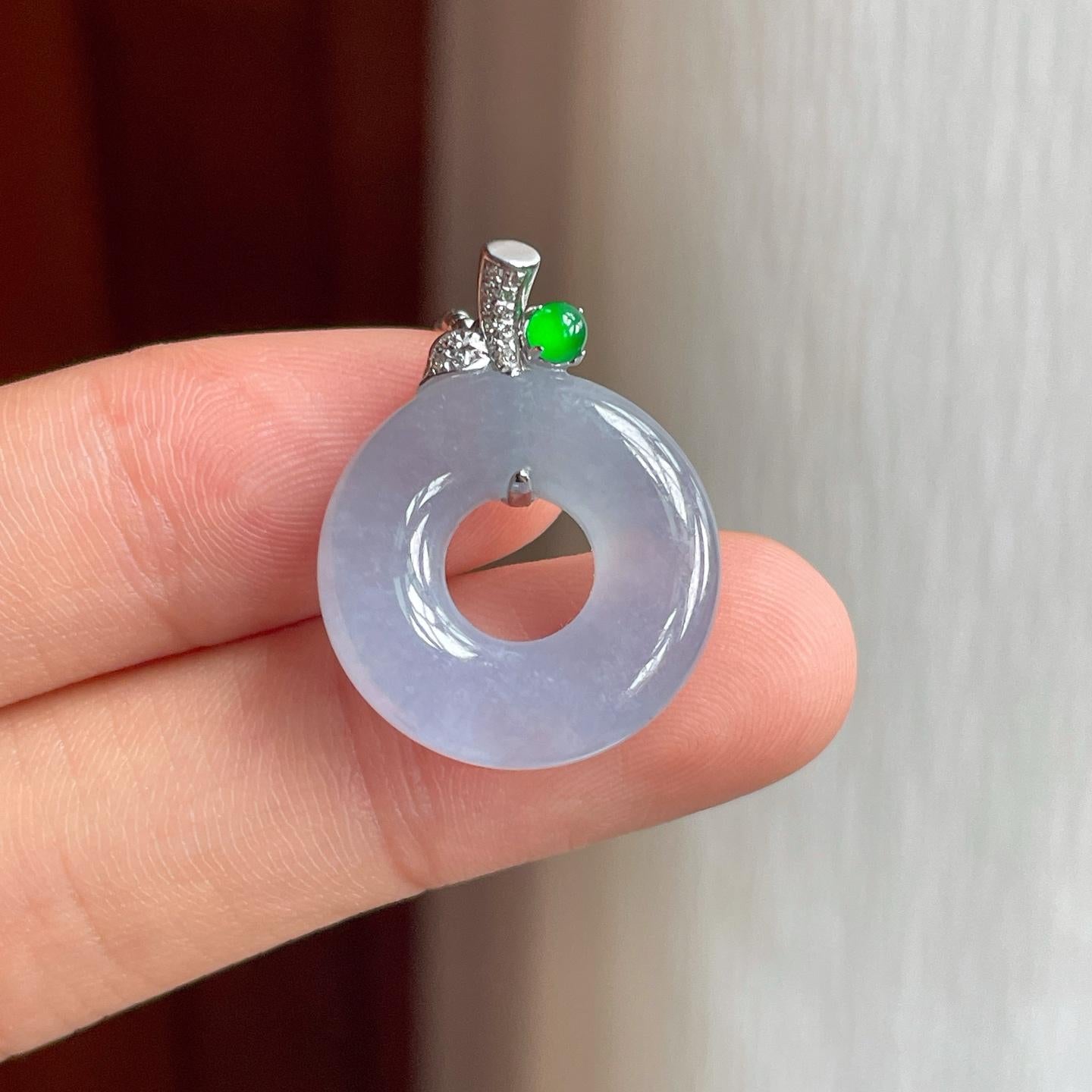 18k金扣冰种紫罗兰翡翠甜甜圈（yc248547）