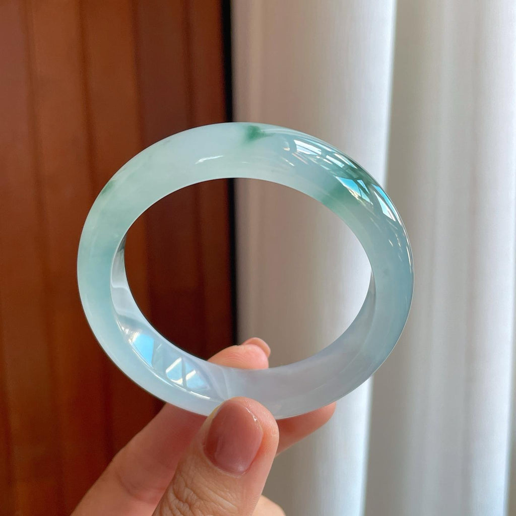 冰种飘花翡翠平安镯（54mm）（yc276398）