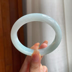 糯冰淡底色翡翠平安镯（60.4mm)（yc360239）