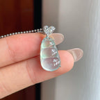 18k金镶冰种飘绿花翡翠豆子（yc244873）