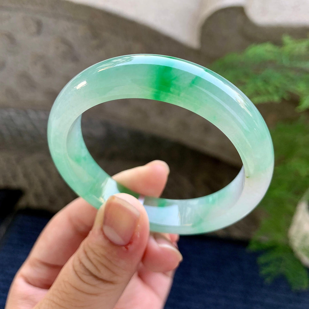 糯冰种飘绿洒金平安镯（51.2mm）（yc249463）