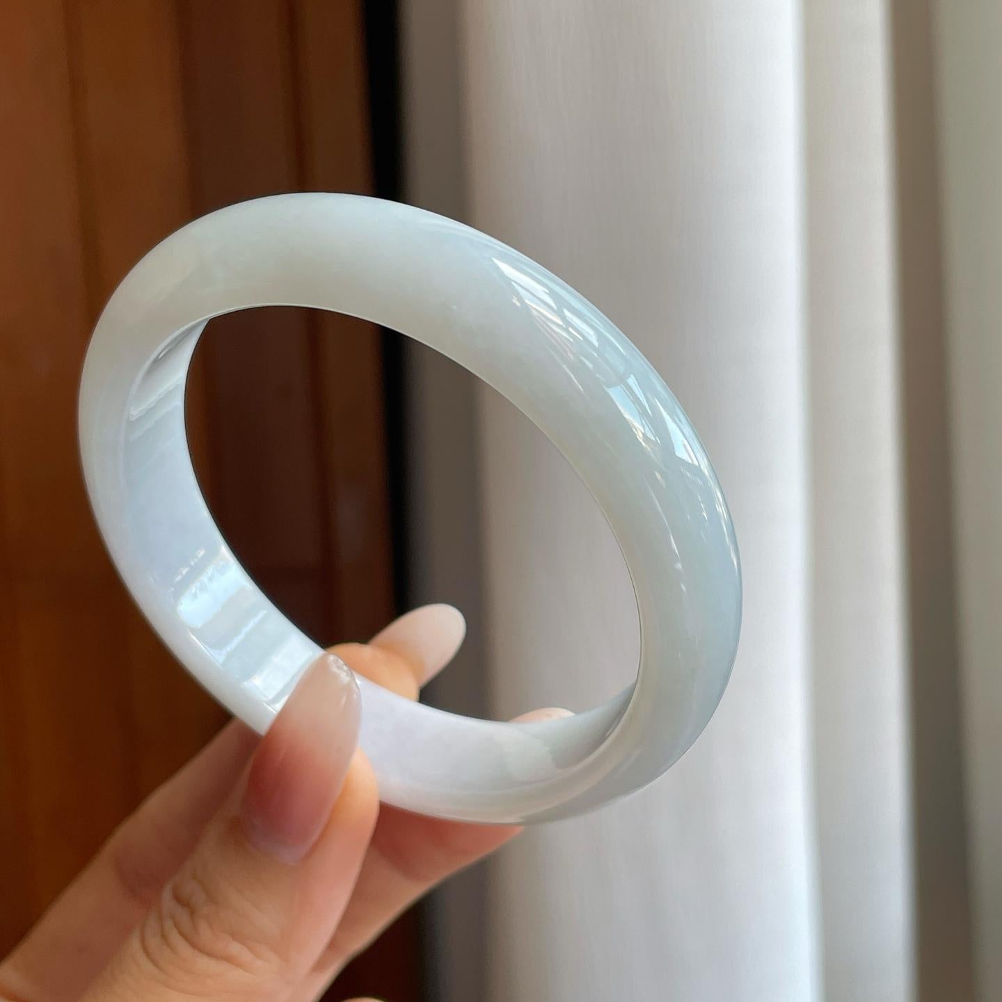 糯冰白月光翡翠平安镯（59.5mm）（yc268101）