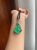 18k真金真钻镶冰种晴绿底翡翠葫芦（yc257816）