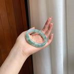 冰种飘花翡翠平安镯（54.6mm)（yc345453）