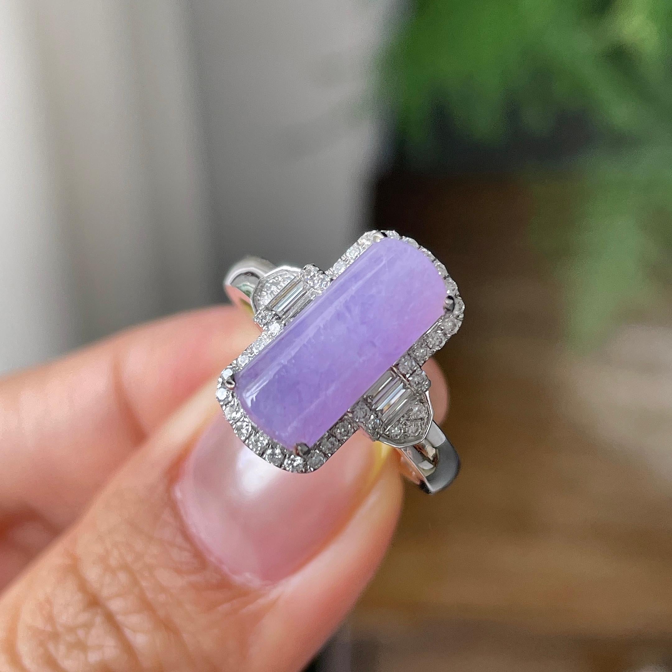 18k金钻镶细糯种紫罗兰马鞍戒指    天然缅甸A货翡翠（yc362085）