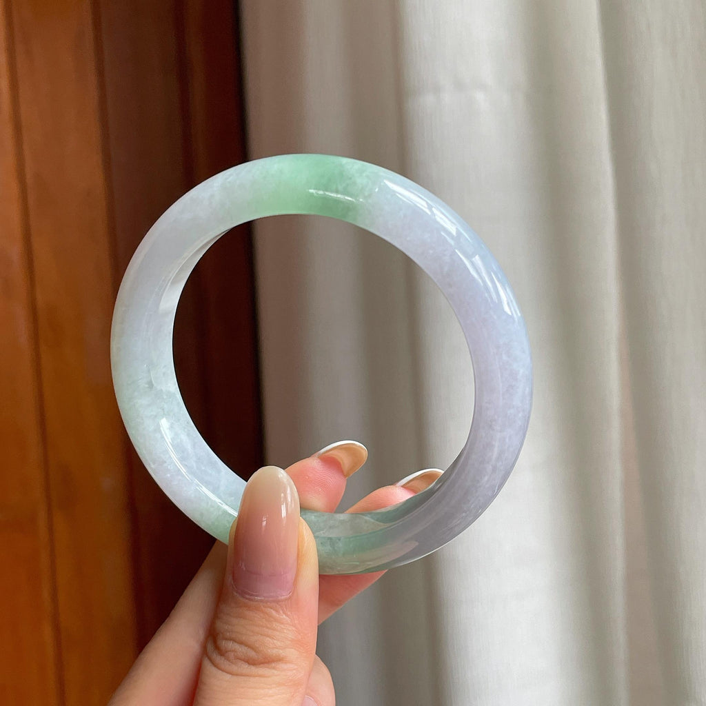 糯冰淡春底翡翠平安镯（56.3mm)（yc407454）