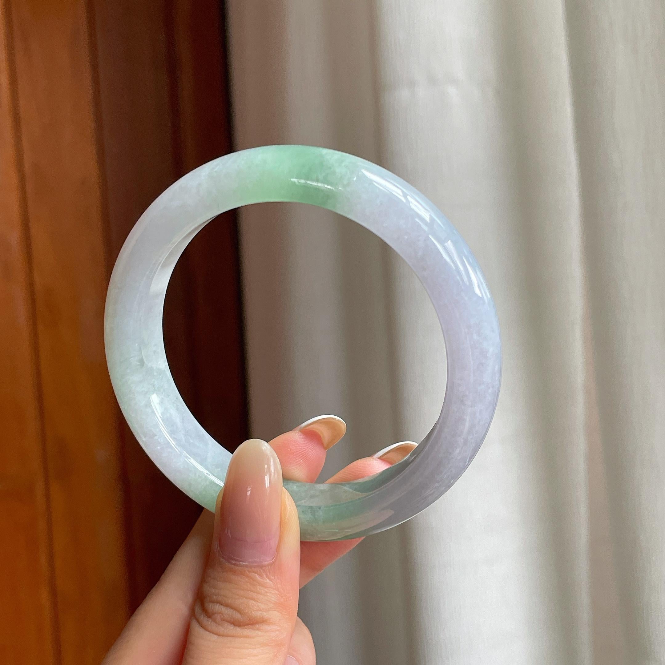 糯冰淡春底翡翠平安镯（56.3mm)（yc407454）