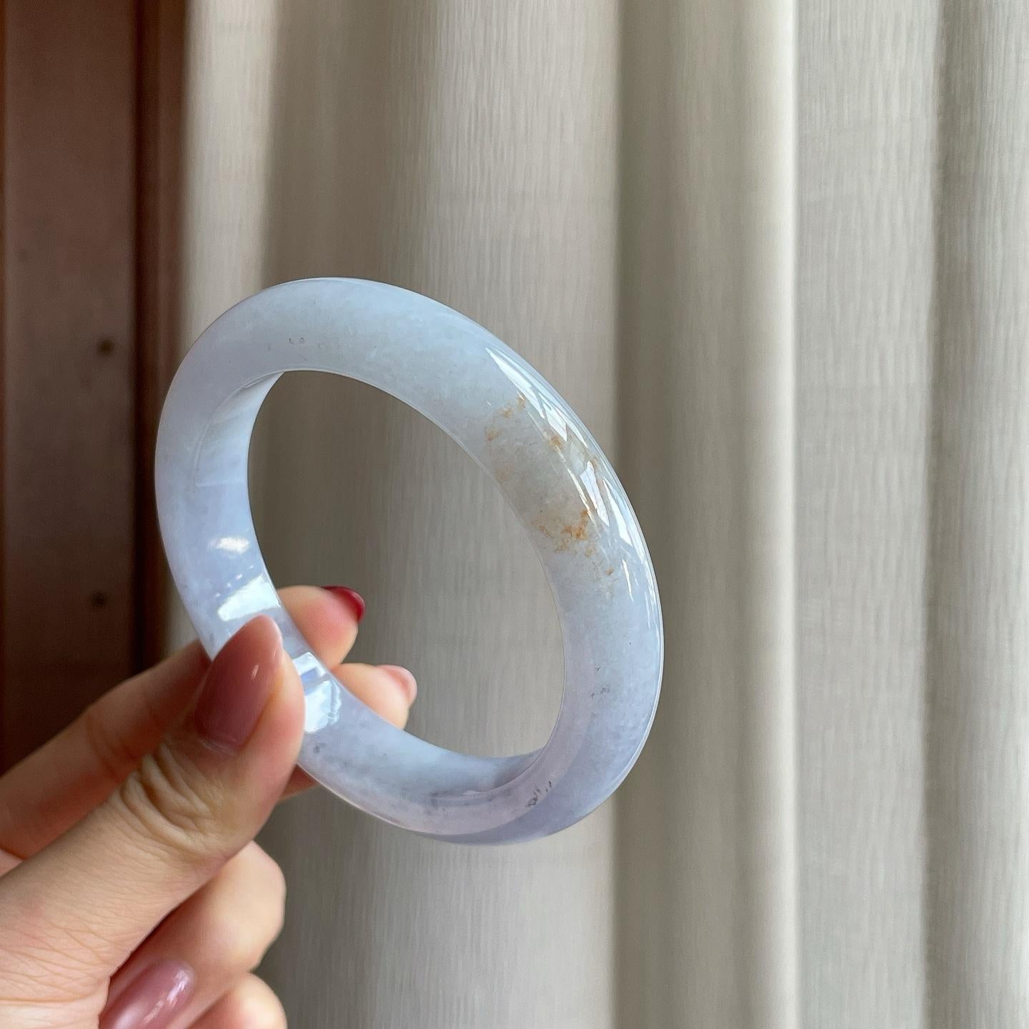 糯冰紫底带黄翡翡翠平安镯（58.2mm）（yc302426）
