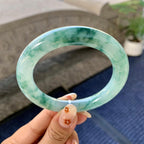 糯冰种飘花圆条手镯（57.7mm）（yc248141）