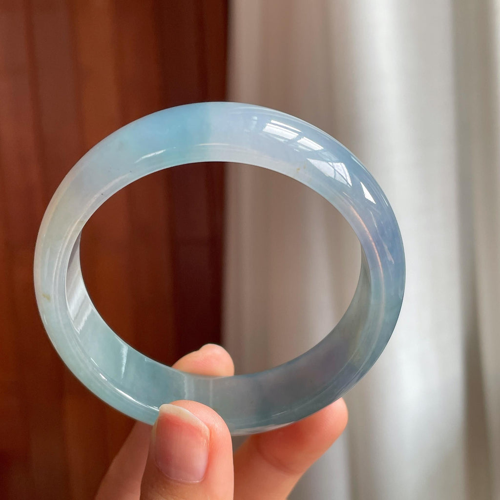 冰种蓝晴底翡翠平安镯（57.4mm)（yc342539）