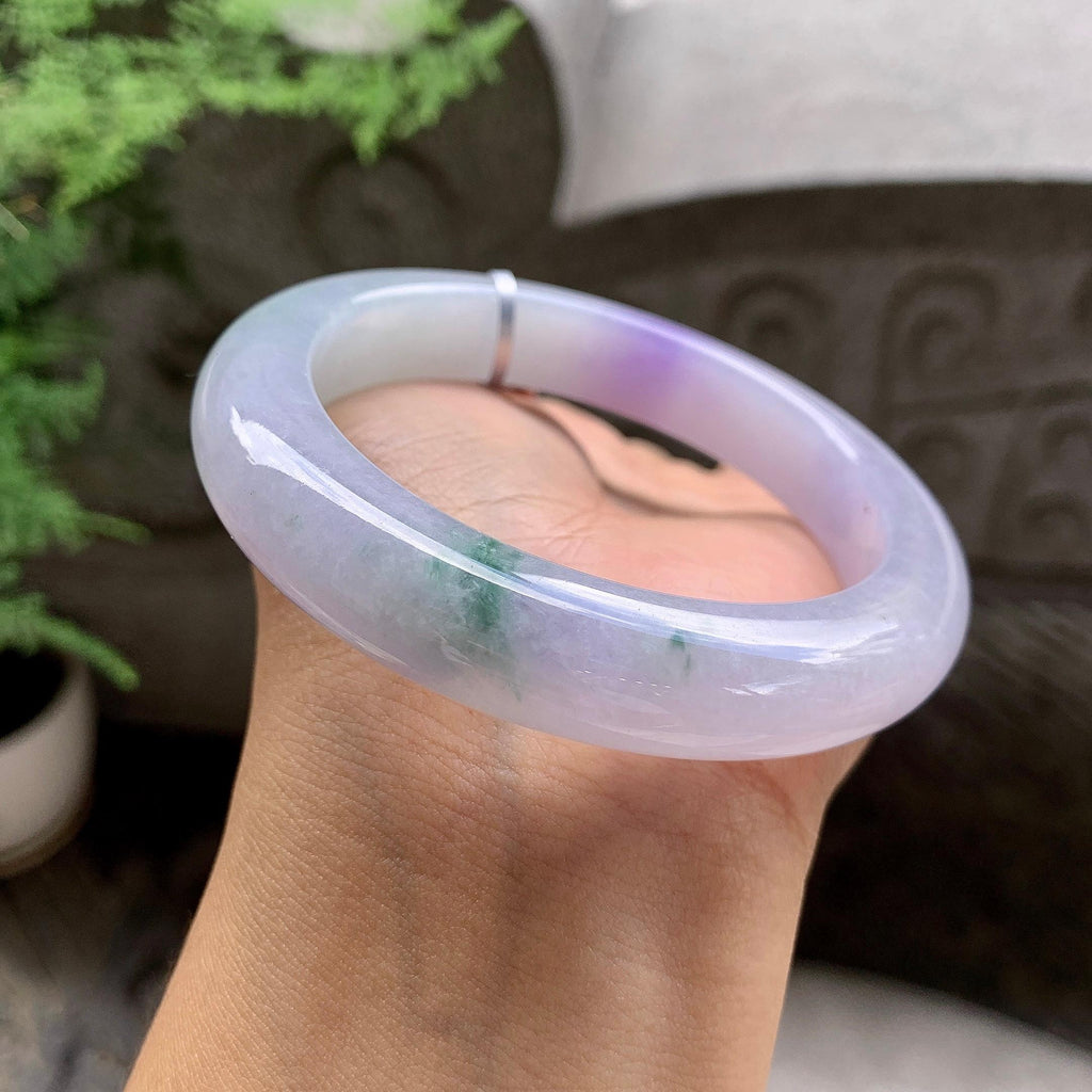 细糯种紫罗兰飘花平安镯（60mm）（yc203715）