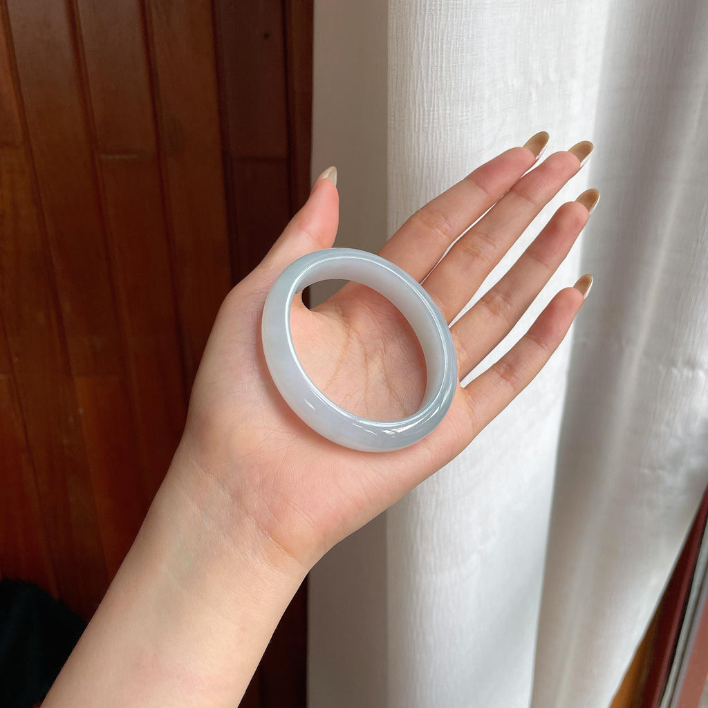 糯冰蓝晴翡翠贵妃镯（53.7mm)（yc424281）