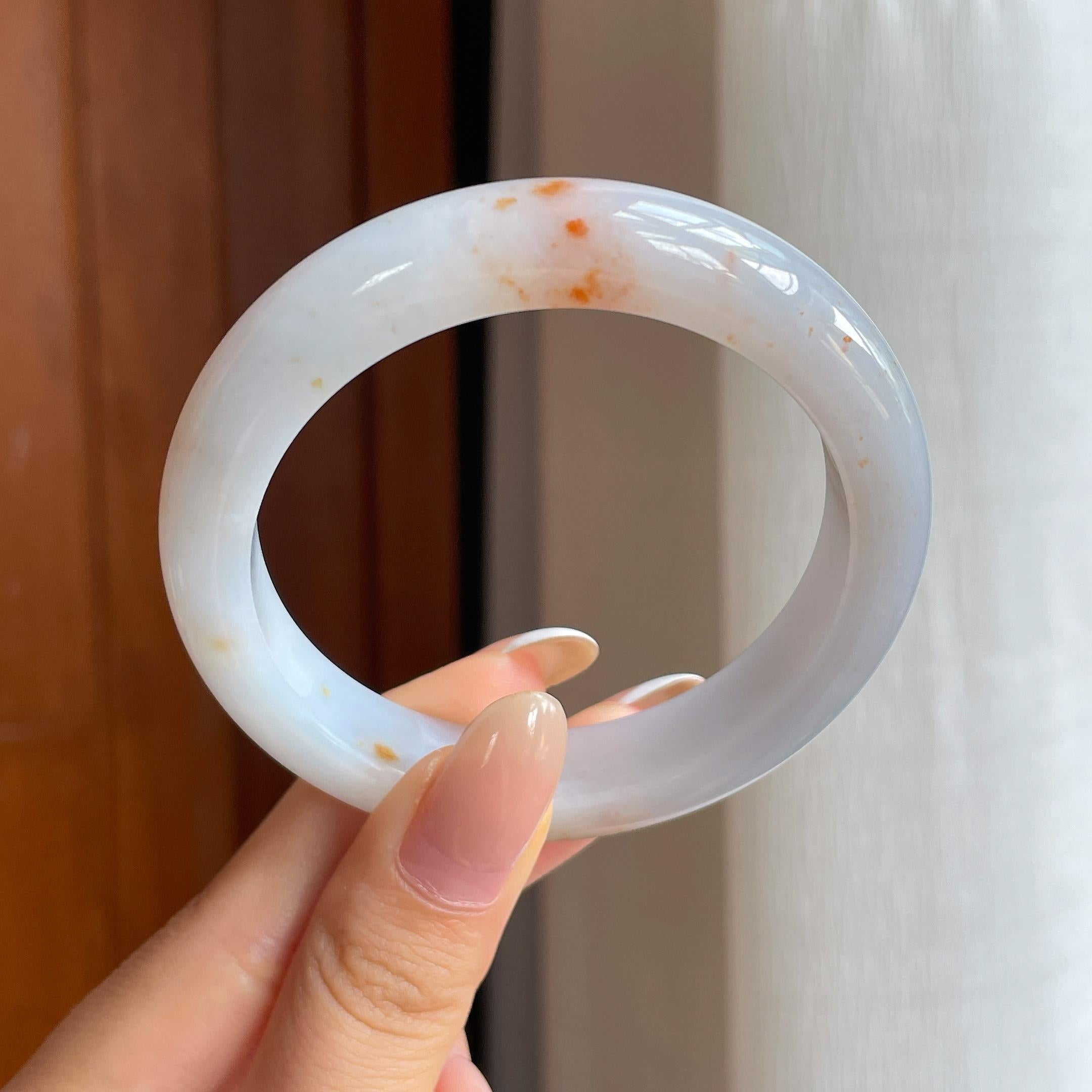 糯冰黄翡特色翡翠平安镯（54.4mm)（yc412140）
