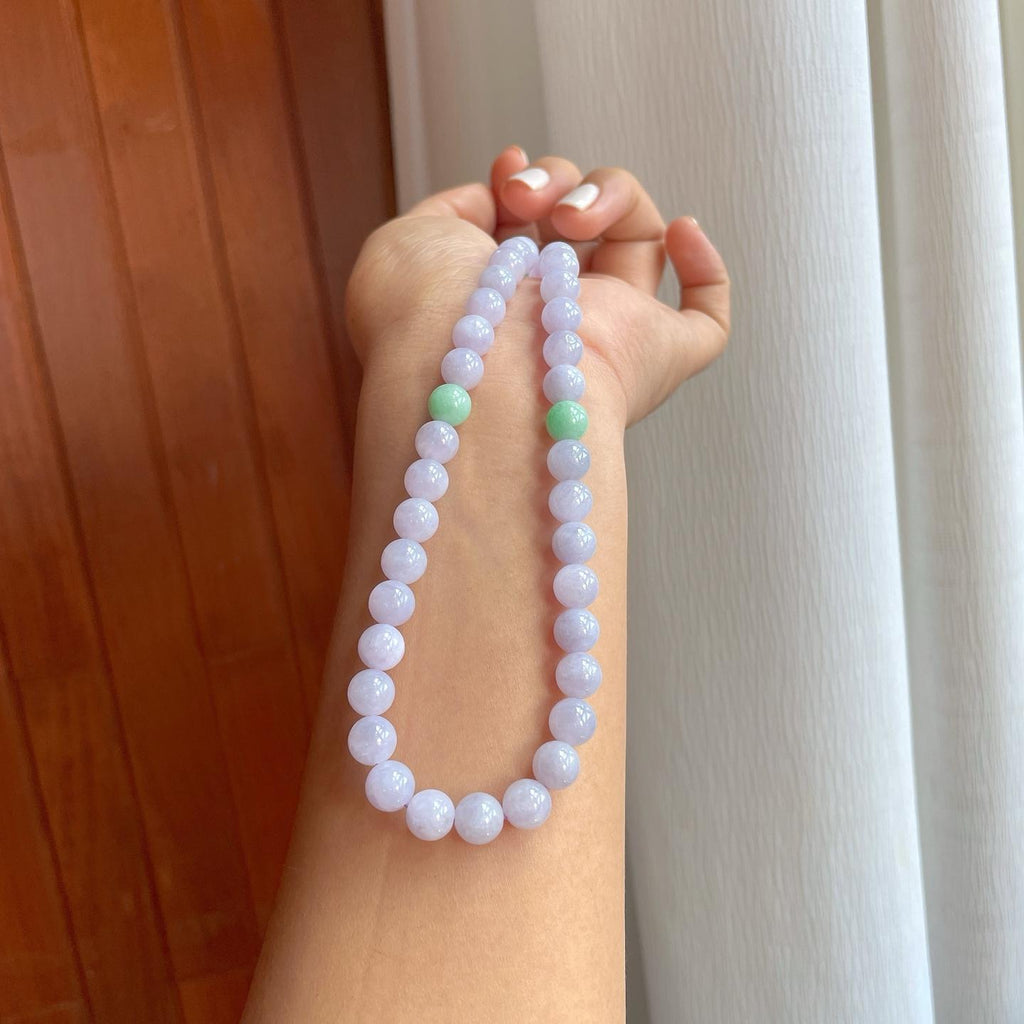 糯冰紫罗兰翡翠珠串项链（yc255681）