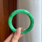 糯冰满绿翡翠圆条手镯（54mm)（yc436480）