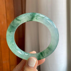 冰种飘花翡翠圆条手镯（55mm）（yc254960）