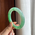 细糯种带色圆条手镯 57圈 天然缅甸A货翡翠（yc455101）