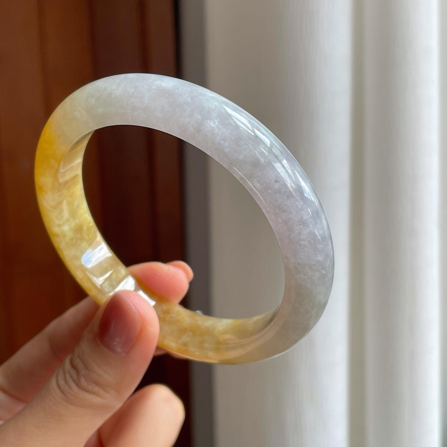 糯冰黄翡翡翠平安镯（61mm）（yc277399）