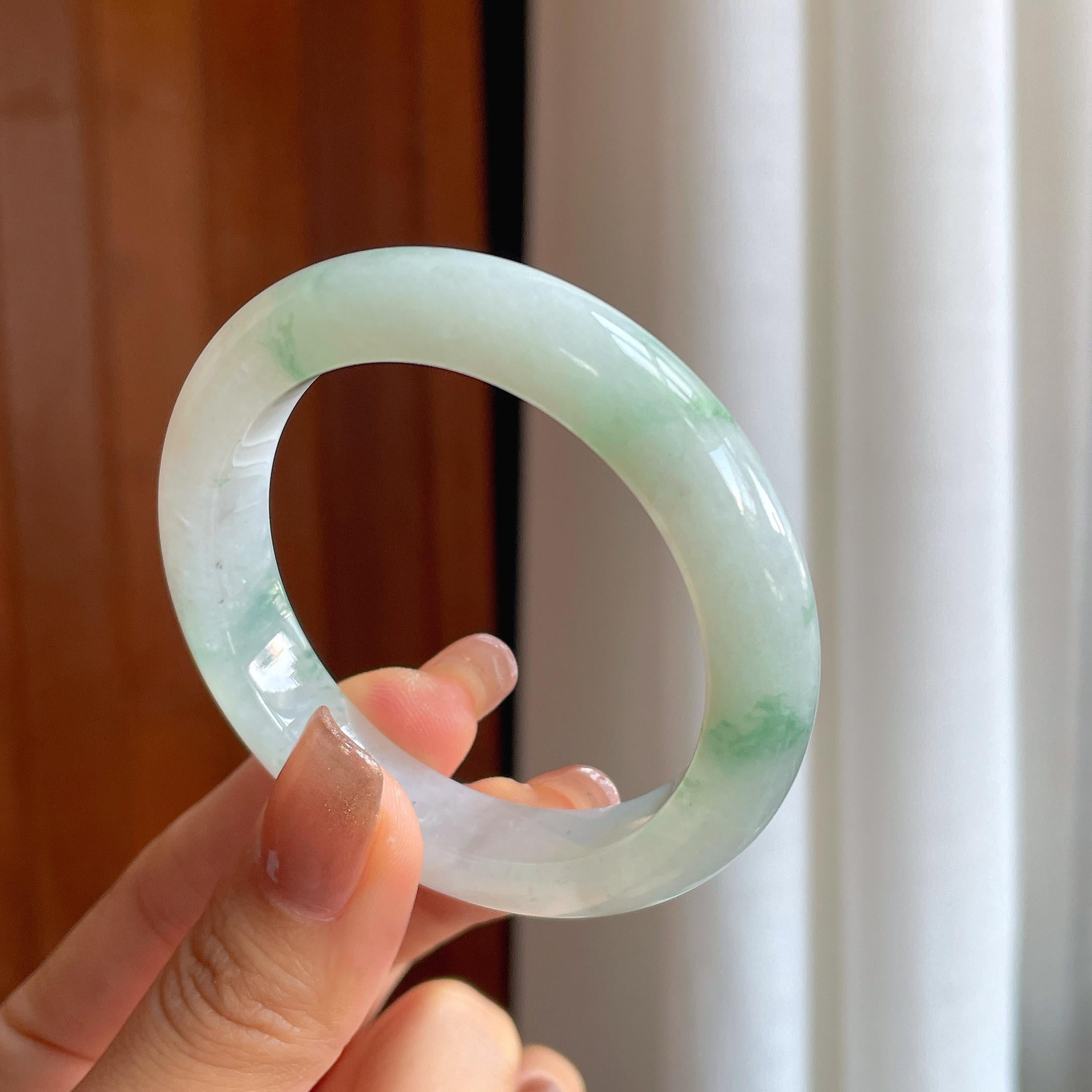 糯冰飘花翡翠平安镯（50.8mm）（yc366989）