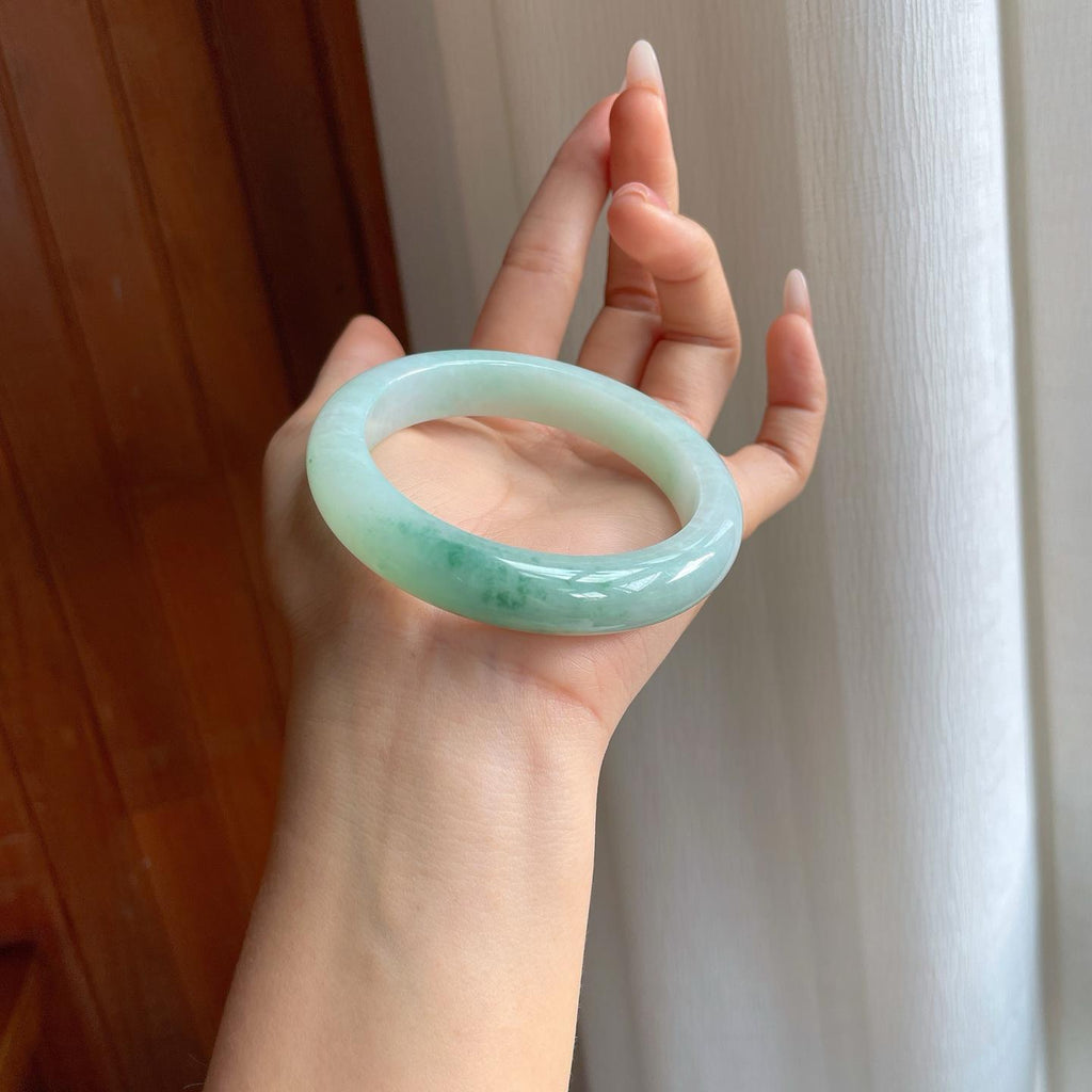 糯冰飘花翡翠平安镯（59mm）（yc310620）