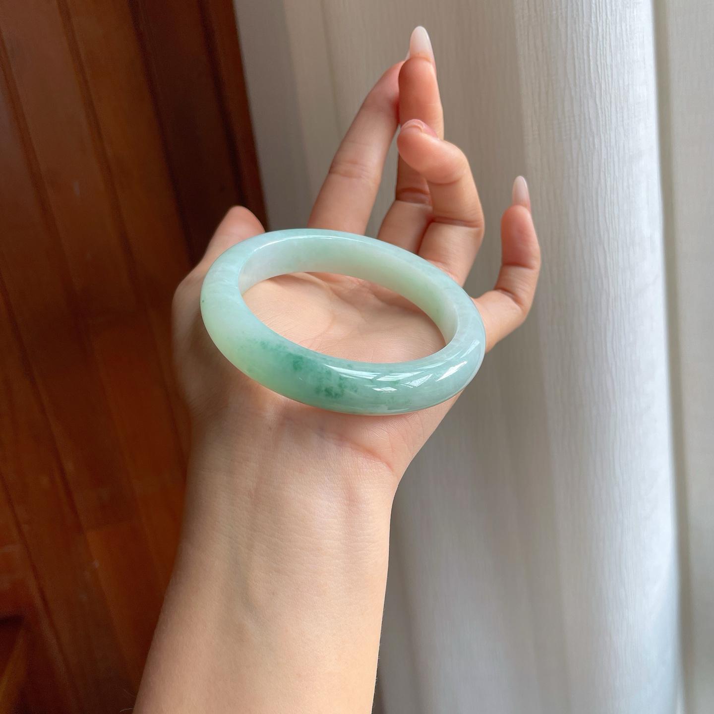 糯冰飘花翡翠平安镯（59mm）（yc310620）