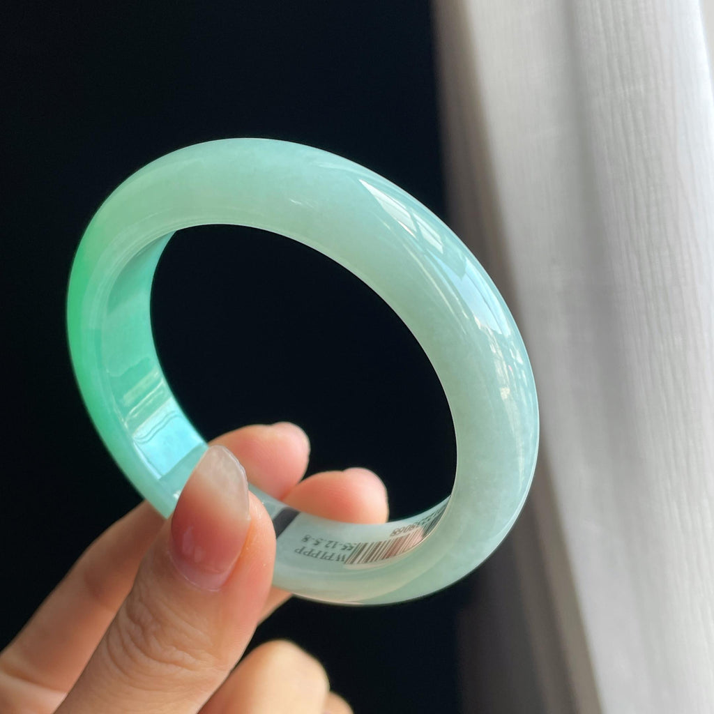 糯冰种果绿翡翠平安镯（54.6mm)（yc323169）