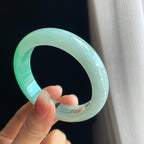 糯冰种果绿翡翠平安镯（54.6mm)（yc323169）