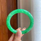 冰种果绿翡翠圆条手镯（53.6mm)（yc373969）