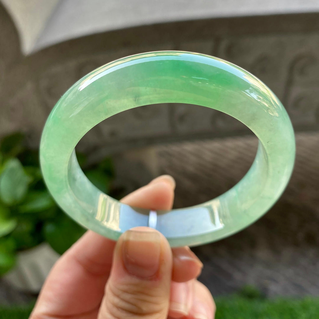 糯冰种晴底飘绿平安镯（53mm）（yc304780）