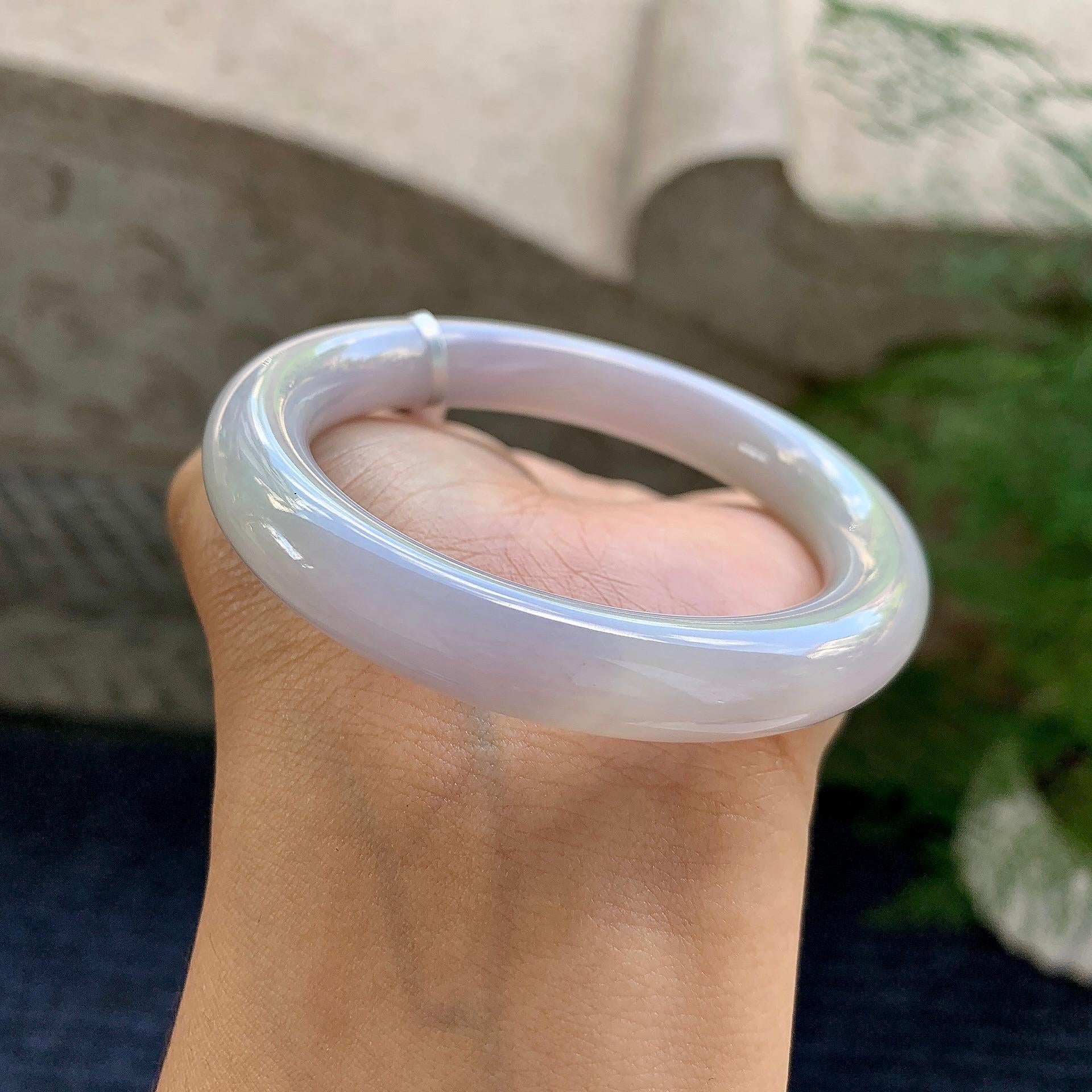 细糯种淡紫罗兰圆条手镯（51.6mm）（yc228035）