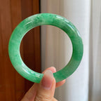 糯冰满绿翡翠圆条手镯（58mm）（yc312275）