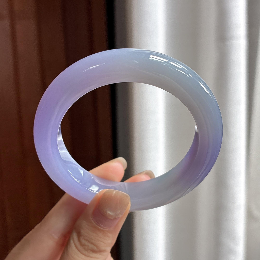 冰种紫罗兰正圈平安镯 52圈 天然缅甸A货翡翠（yc484410）
