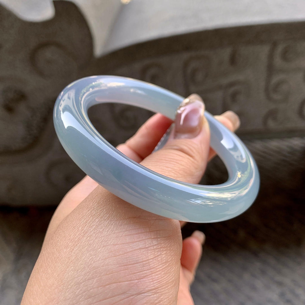 糯冰种蓝底紫罗兰圆条手镯（56.6mm）（yc295573）