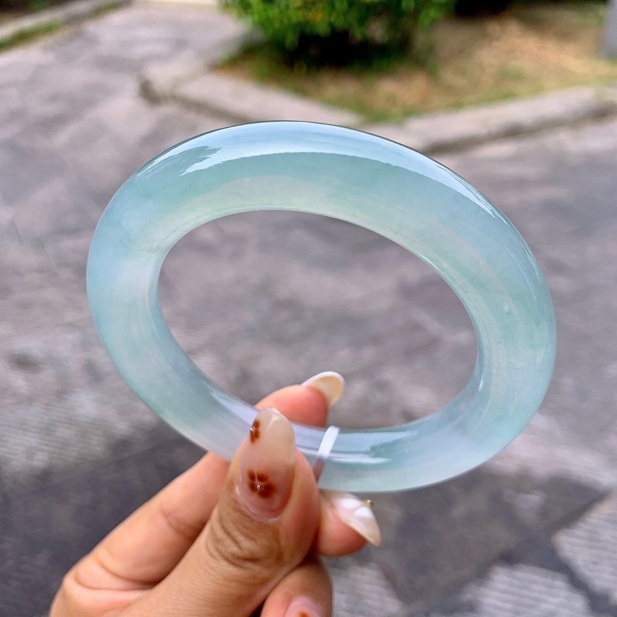 糯冰种晴水圆条手镯（57.2mm）（yc257673）
