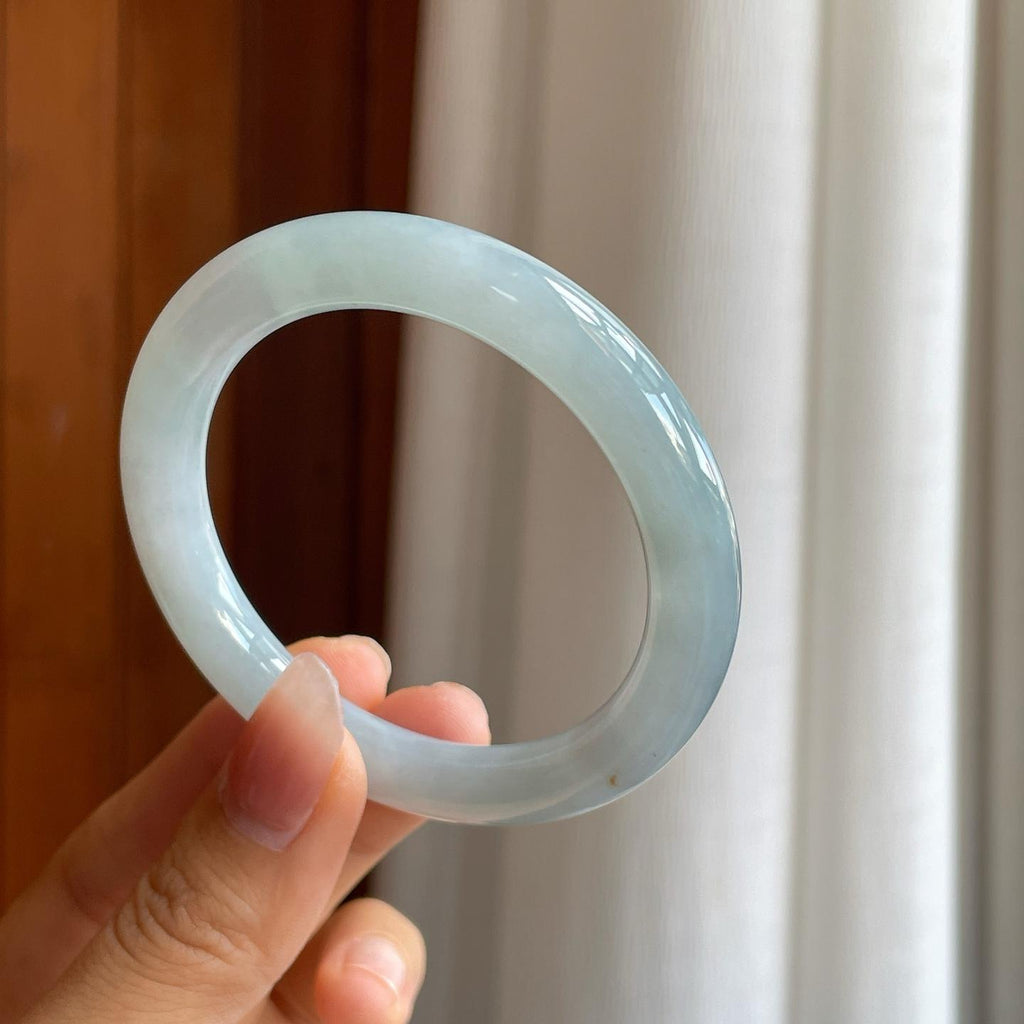 糯冰蓝底翡翠圆条手镯（51.8mm）（yc312899）