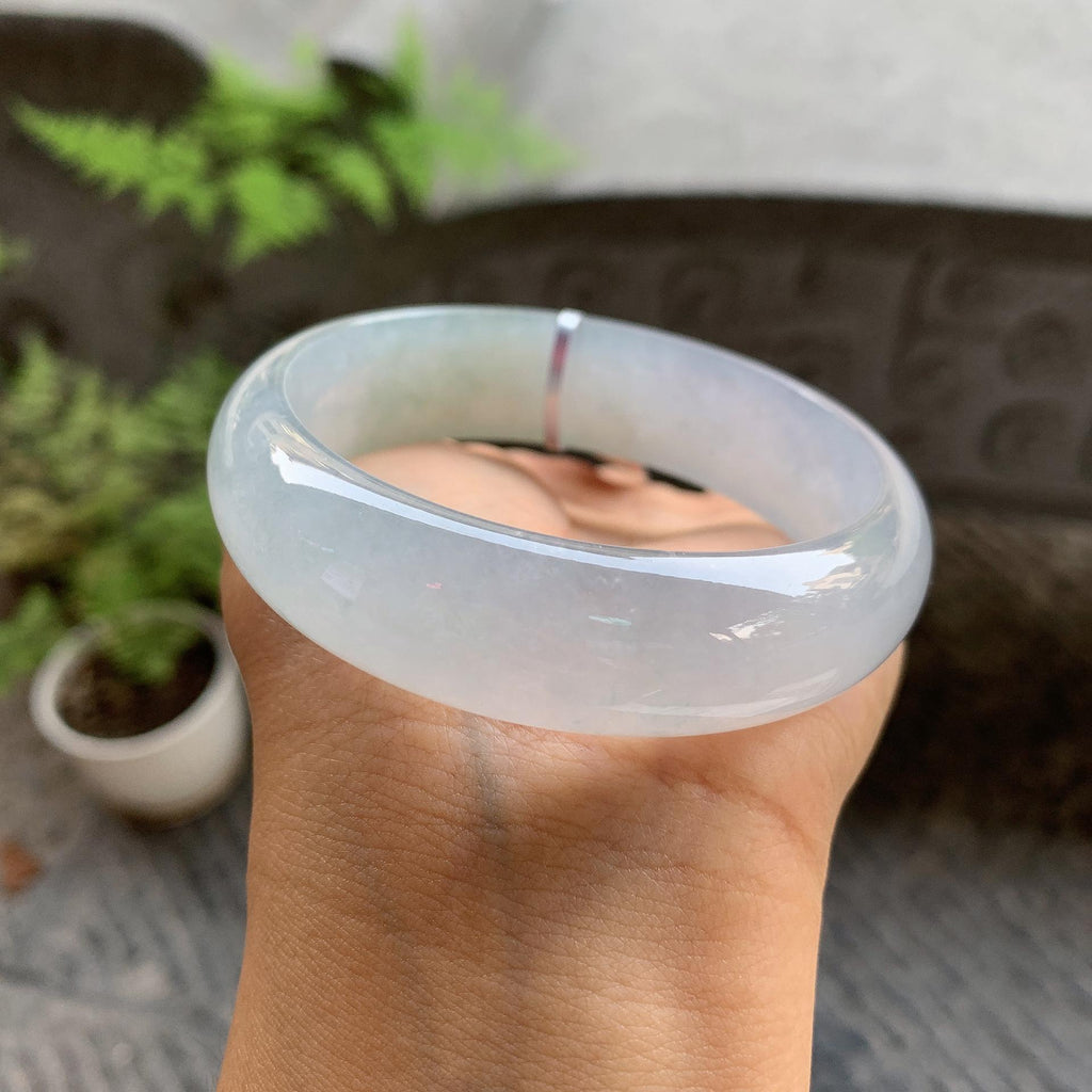 糯冰种淡晴底宽版轮胎手镯（57.3mm）（yc246618）