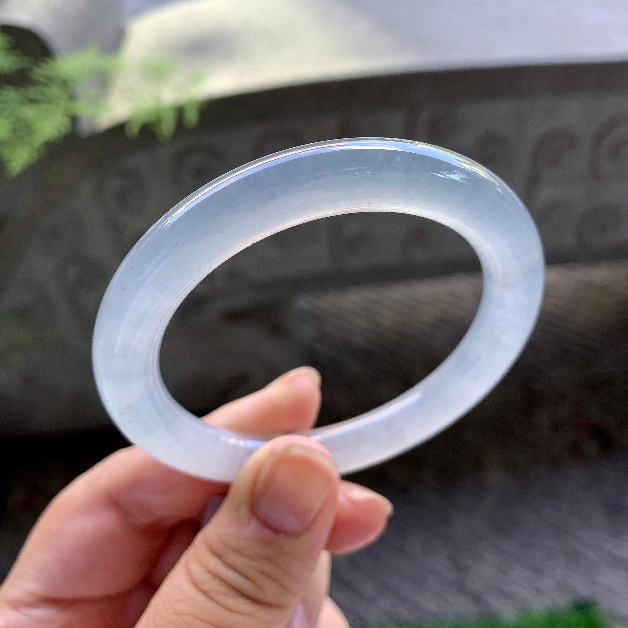 冰种无色圆条手镯（53.3mm）
