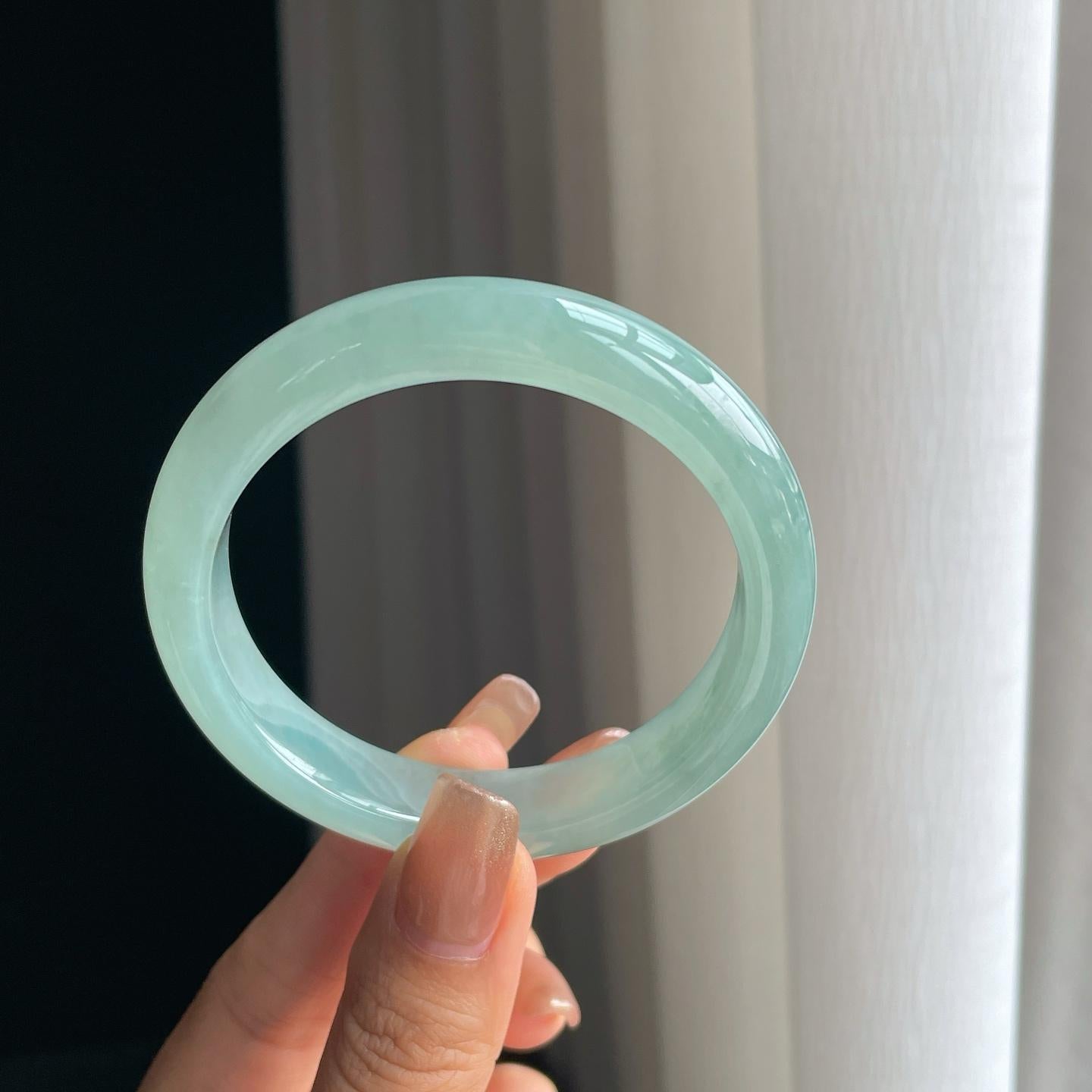 冰种晴底翡翠平安镯（56mm）（yc374779）