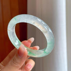 冰玻种带色翡翠平安镯（54mm）（yc312837）