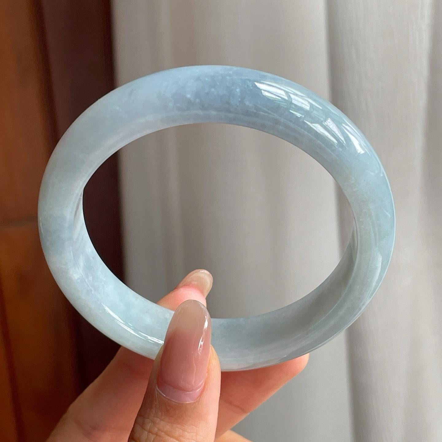 糯冰种紫罗兰翡翠平安镯（56mm）（yc194785）