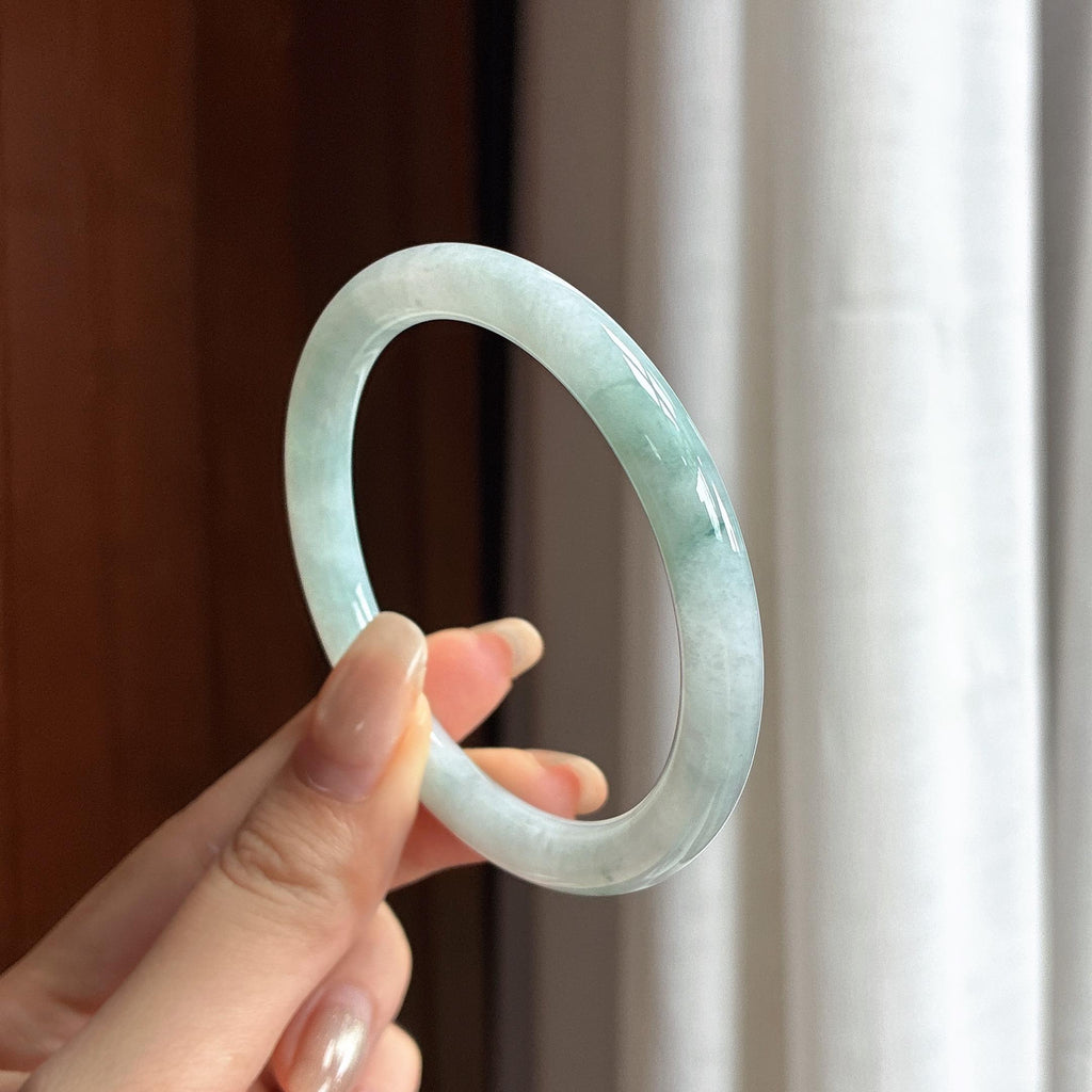 细糯种晴底圆条手镯 54圈 天然缅甸A货翡翠（yc461253）