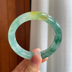 冰种飘花翡翠平安镯（57.8mm）（yc310943）