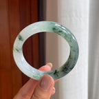 冰种水墨花 飘花翡翠平安镯（53mm）（yc404785）